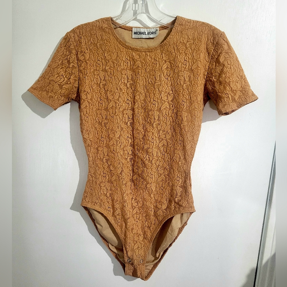 Michael Kors Camel Lace Bodysuit
